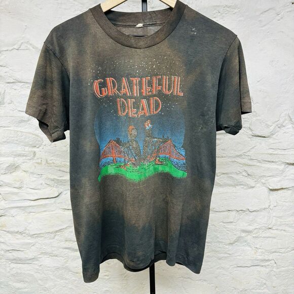 Vintage 80s Grateful Dead 1981 Golden Gate Bridge Tee Shirt Faded Distressed - Picture 1 of 8
